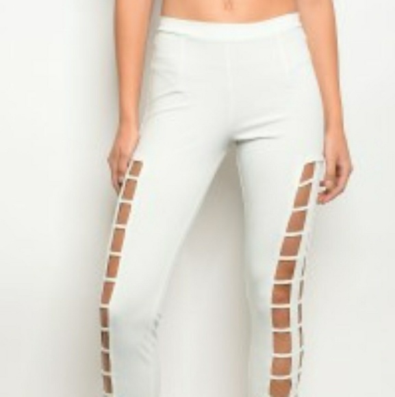 Pants - Ivory Cut-Out Leggings